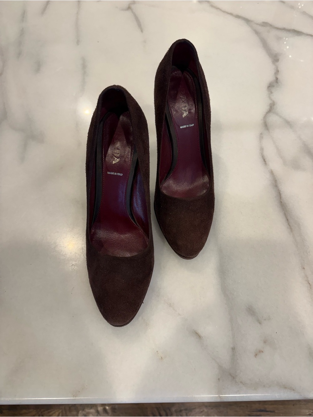 Prada Brown Suede Pointed-Toe Pumps